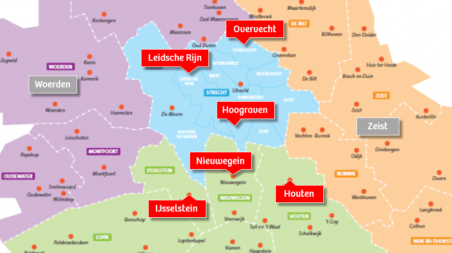 Kaart Utrecht met locaties Enik